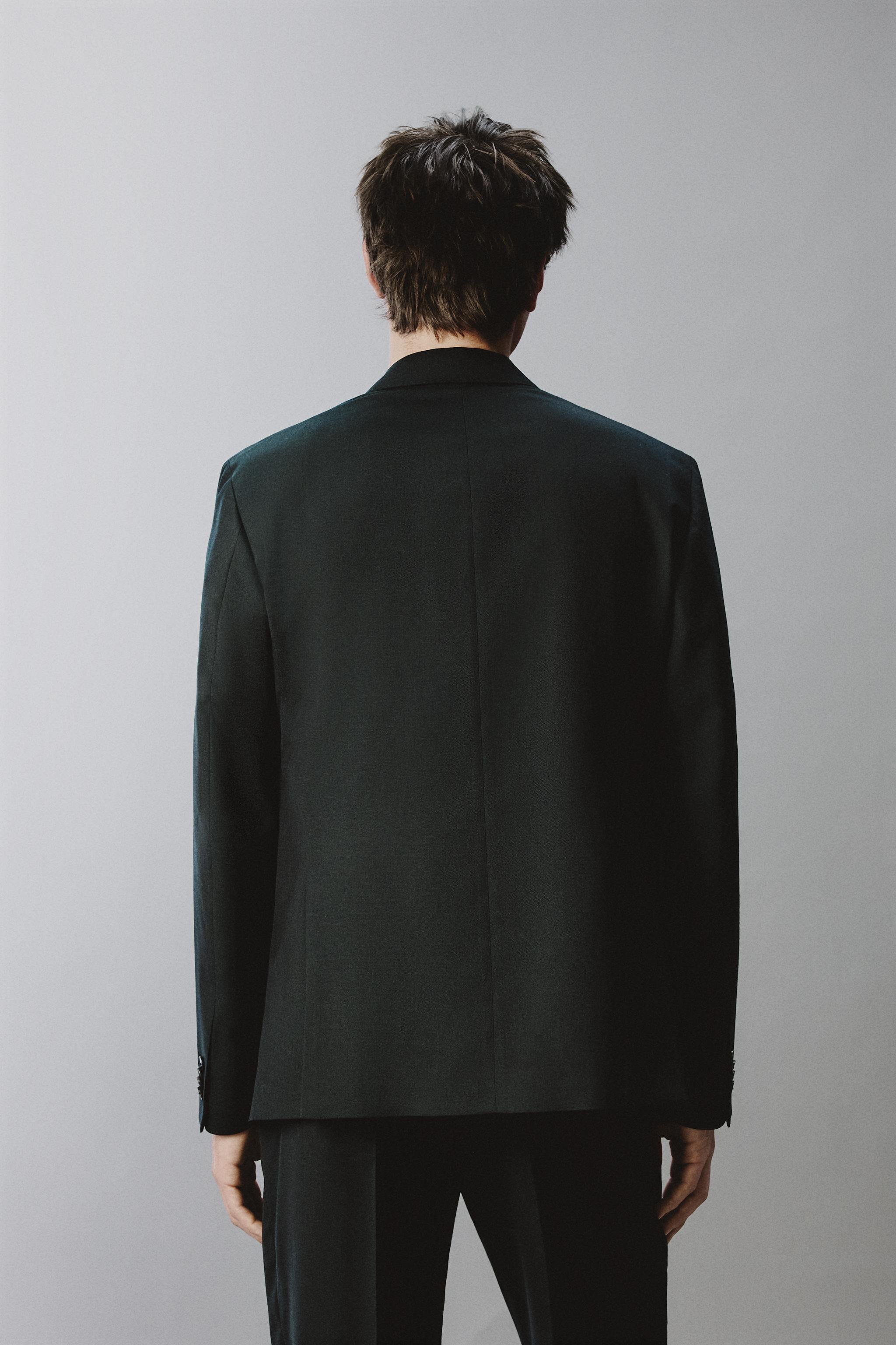 DOUBLE BREASTED WOOL BLEND SUIT JACKET